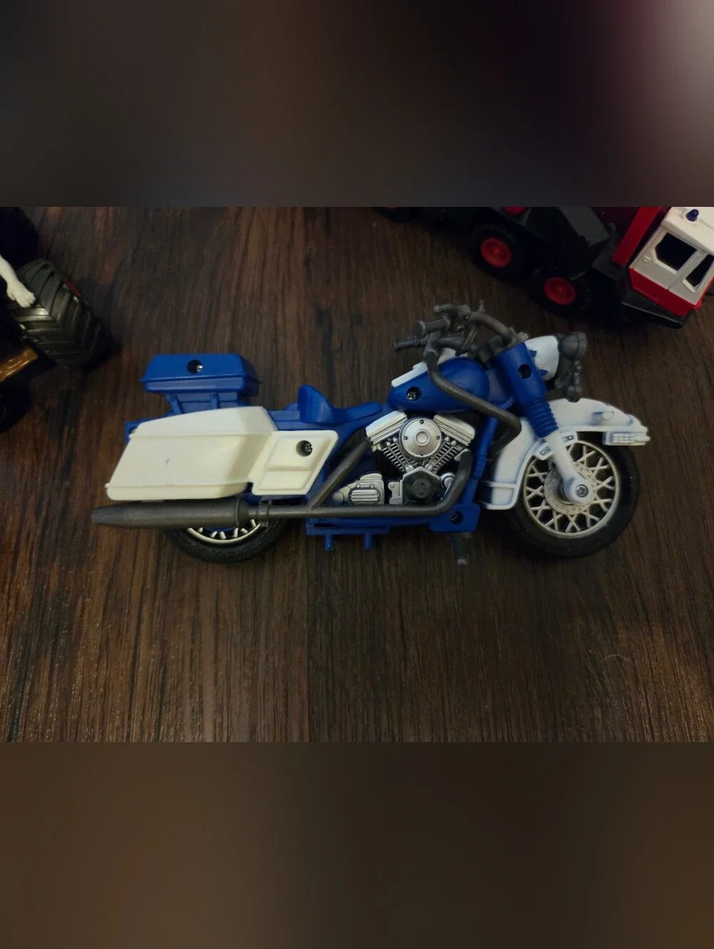 Toy Fire Ladder Truck, Police Motorcycle & Toy Trucks